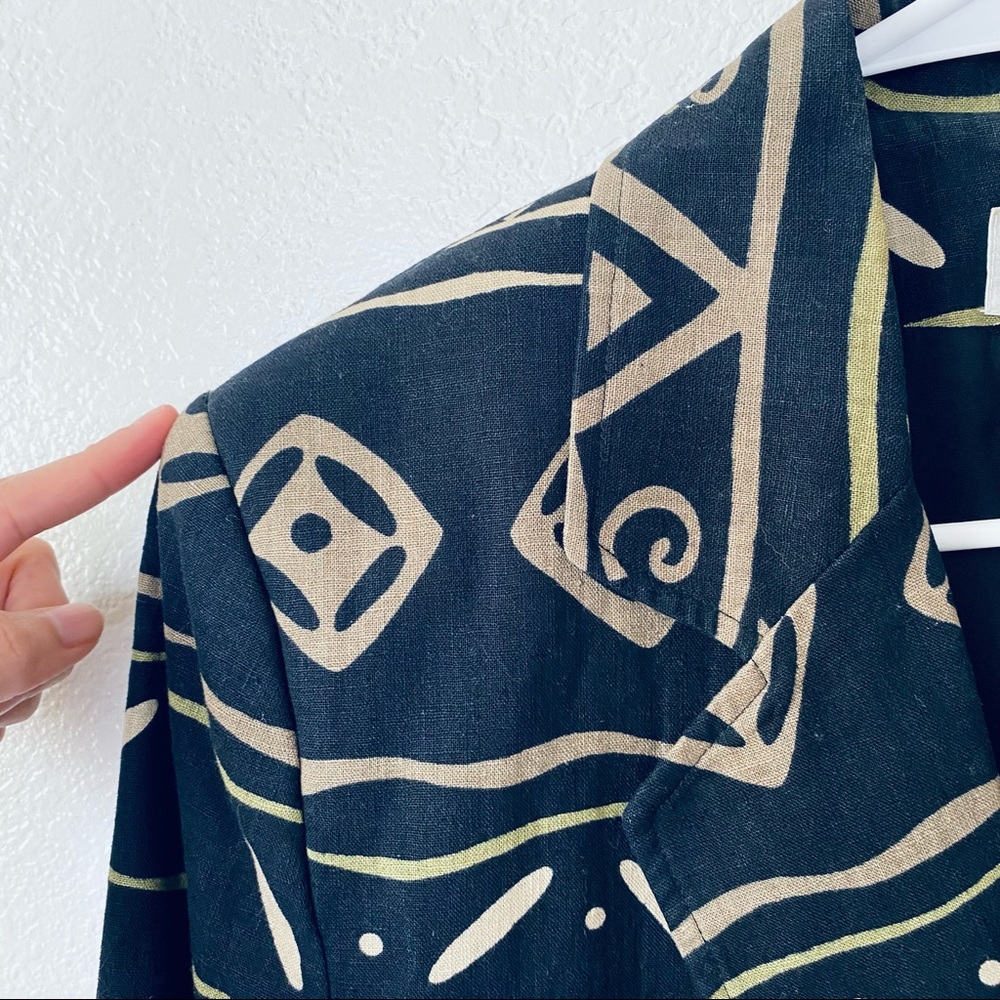 Rafaella Vintage Boho Aztec Linen Cotton Blend Single Button Oversized Blazer 10 - Picture 6 of 10